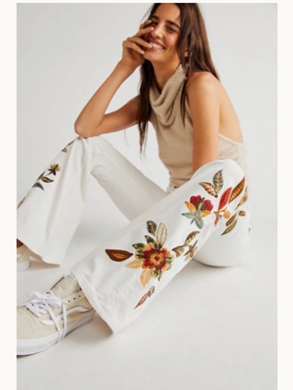 Free People x Driftwood Farrah White Flare Jeans